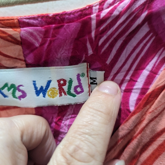 JAM's World Pink Floral Sun Dress Beach Coverup Hibiscus Vintage Size Medium - Picture 3 of 5